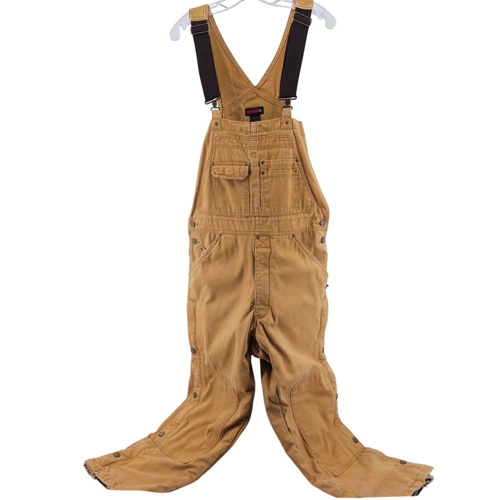 Wolverine Mens Quilted Lined Duck Canvas Brown Bib Overalls Medium 36x30